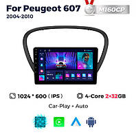 Штатна магнітола Peugeot 607 (2004-2010) M160 (2/32 Гб), HD (1024x600) GPS CarPlay
