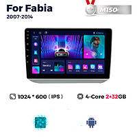 Штатна магнітола Skoda Fabia 2 (5J) (2007-2014) M150 (2/32 Гб), HD (1024x600) GPS