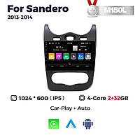 Штатна магнітола Renault Sandero 2 (2013-2014) M150L (2/32 Гб), HD (1024x600) GPS CarPlay