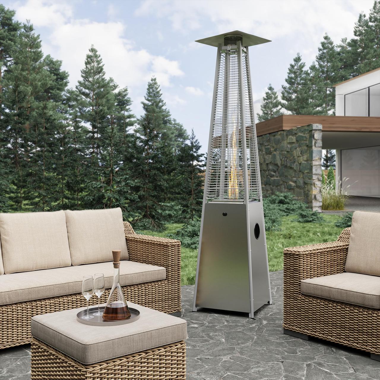 Газовий вуличний обігрівач Hausberg HB-8817IN 14 кВт для тераси та патіо, фото 1