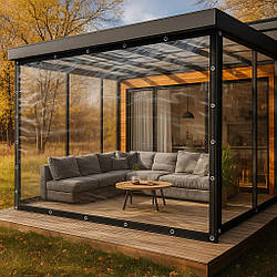 ПВХ тент для навісу прозорий 1,5х5 м. ПВХ накриття для навісу, прозорий ПВХ навіс, тент з ПВХ -UKMarket-