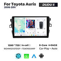 Штатная магнитола Toyota Auris 1 (2006-2011) DUDU 5, 4/32 2K (2000x1200) QLED, GPS + 4G + CarPlay