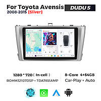 Штатная магнитола Toyota Avensis 2 (T25) (2002-2008) DUDU 5, 4/32 2K (2000x1200) QLED, GPS + 4G + CarPlay