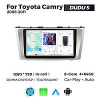Штатная магнитола Toyota Camry 6 (XV40) (2006-2011) DUDU 5, 4/32 2K (2000x1200) QLED, GPS + 4G + CarPlay