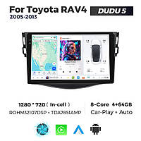 Штатная магнитола Toyota RAV4 3 (CA30W) (2005-2013) DUDU 5, 4/32 2K (2000x1200) QLED, GPS + 4G + CarPlay