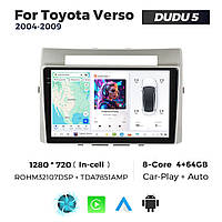Штатная магнитола Toyota Verso 2, Corolla (2004-2009) DUDU 5, 4/32 2K (2000x1200) QLED, GPS + 4G + CarPlay