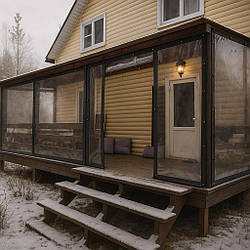 Прозорий ПВХ тент для альтанки, тераси, веранди 1,5х5 м, прозоре ПВХ накриття для альтанки -UKMarket-