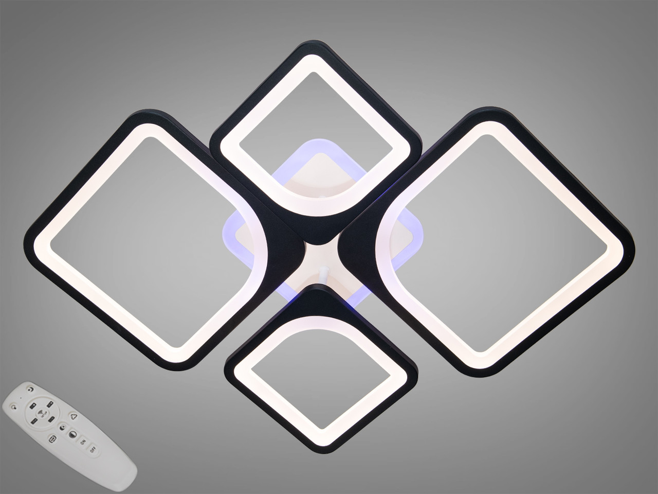 Стельова світлодіодна люстра з пультом і підсвіткою Diasha 8060/2+2BK LED 3color dimmer, фото 1