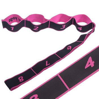 Стрічка еспандер для розтяжки секційна універсальна Gemini GE-1719 для фітнесу йоги стретчинга реабілітації Чорний з рожевим