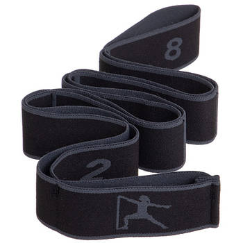 Стрічка еспандер для розтяжки секційна універсальна Gemini GE-1719 для фітнесу йоги стретчинга реабілітації Чорний із сірим