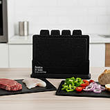 Кухонний набір дощечок двухсторонні для нарізки овочів, фруктів, мяса з підставкою 5 в 1 розділочні досточки, фото 3