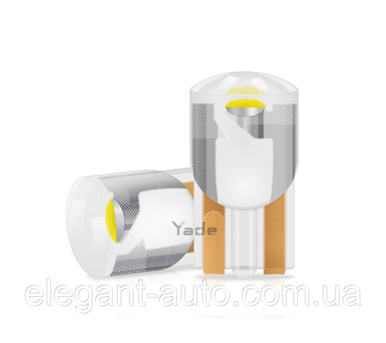 Світлодіод 12V Т10 Жовтий COB Скло/Куля 0.5W H=19mm №6mini