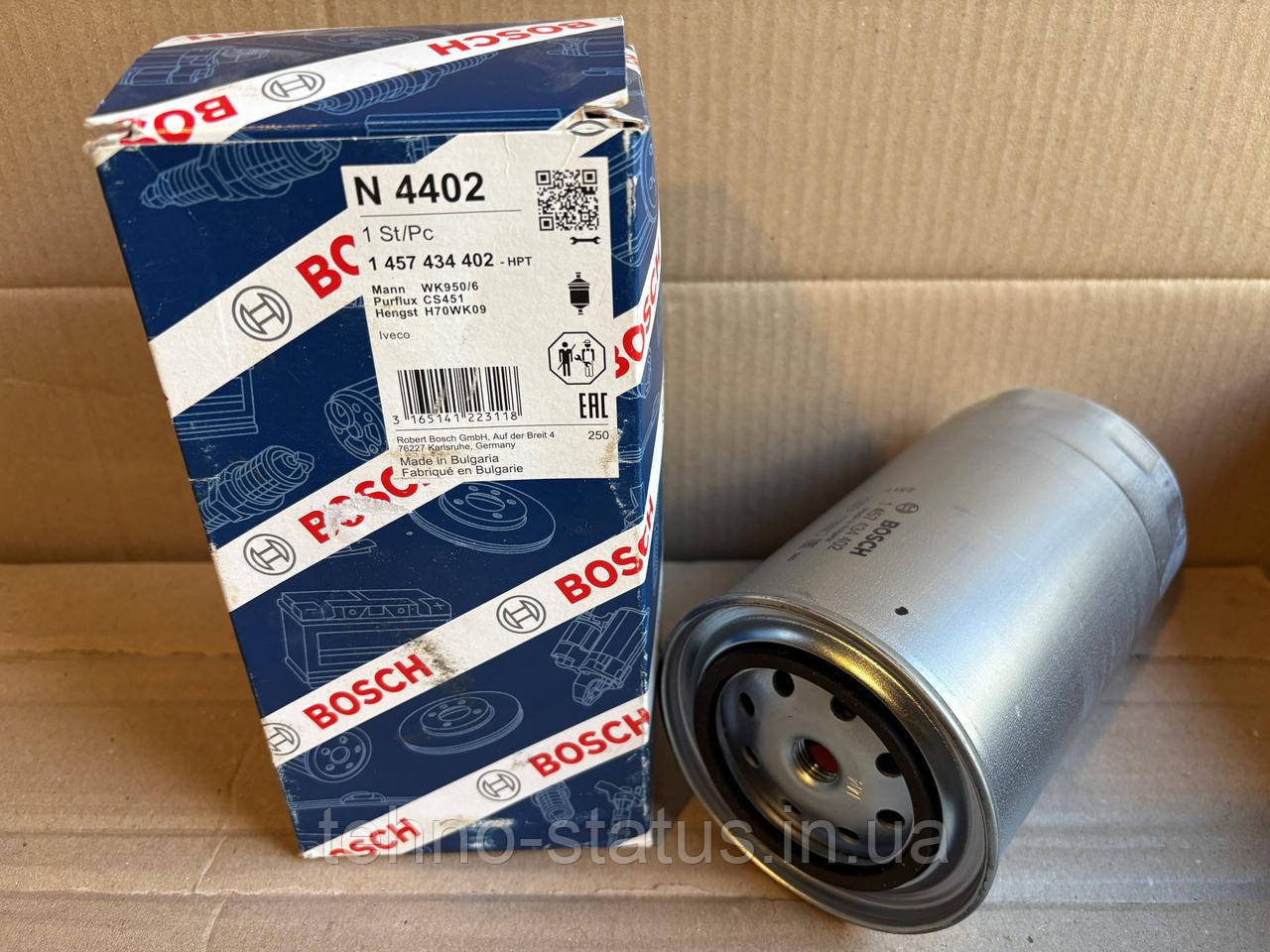 Фільтр паливний BOSCH 1457434402 (N 4402, Аналог MANN WK 950/6, MAHLE KC 186) - IVECO Daily, EuroCargo