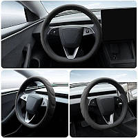 Чохол на кермо універсальний Ø 37-42 см №1909 (ЦИКЛОН) силіконовий/чорний/ширина 85мм