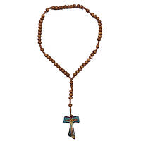 Чотки на 53 намистини дерев'яні світлі з хрестиком (розм.30см довжин.чоток,/0,9см)