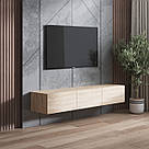 Тумба під ТВ підвісна 180 см у спальню Тумба підвісна під телевізор на три дверцята з ламінованого ДСП, фото 4