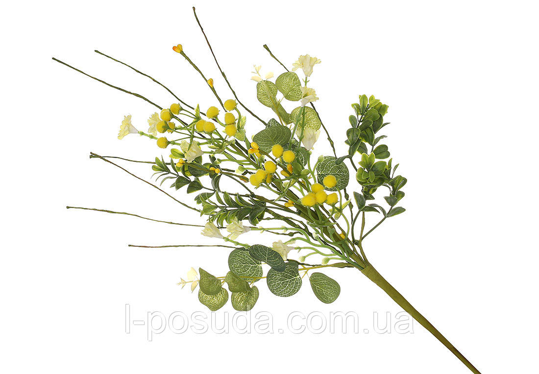 Декоративний букет весняних квітів жовто-зелений 62см, фото 1