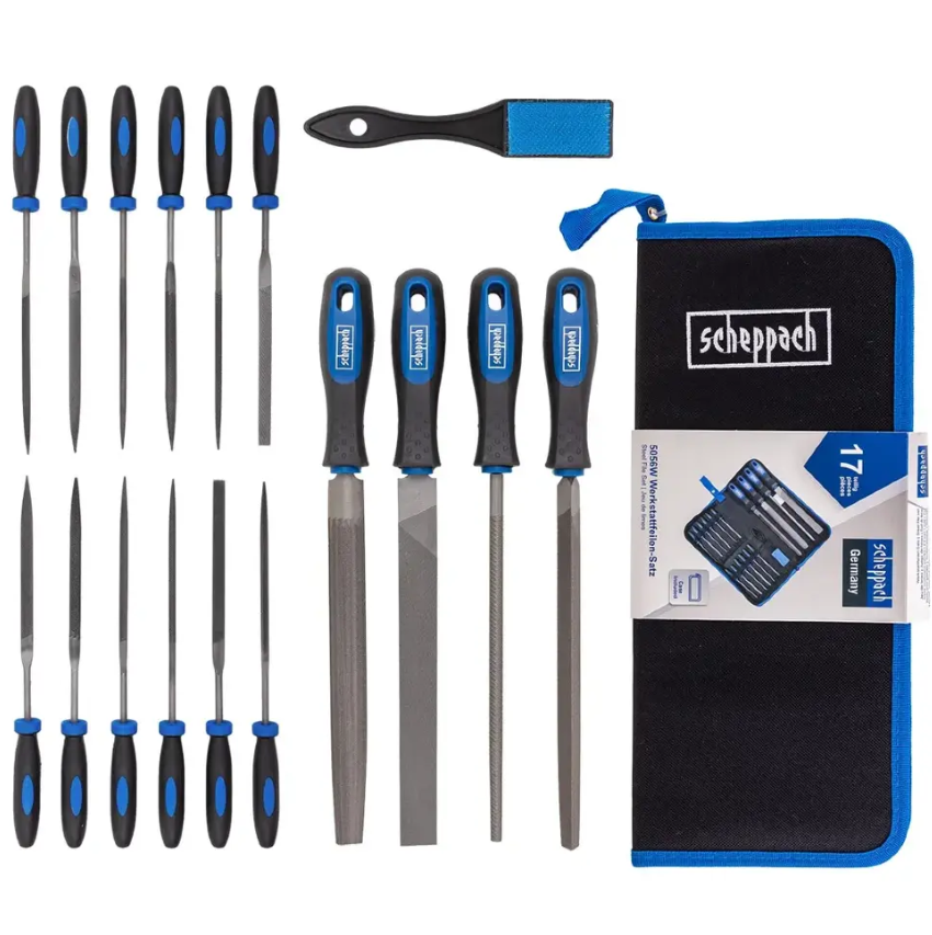 Набір напилків та надфілів різнопрофільних 17 предметів Scheppach SCH-5056W, фото 1