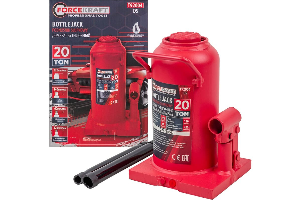 Домкрат пляшковий 20т FORCEKRAFT FK-T92004, фото 1