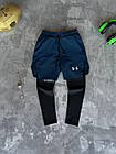 Чоловічі шорти з довгими лосинами андер армор сірі для тренувань Шорти тайтси для занять спортом бігу та фітнесу, фото 8