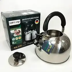 УЦІНКА! Чайник зі свистком із неіржавкої сталі Rainberg RB-626 3 л (Плохе паковання, немає свистка 3142)
