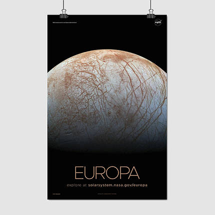Плакат "Європа, супутник Юпітера, Europa, NASA poster", 60×39см, фото 1