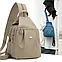 Сумка-рюкзак міні, стильна жіноча текстильна сумочка, молодіжний міський компактний рюкзачок слінг анти-злодій, бежева Код 00-0756, фото 3