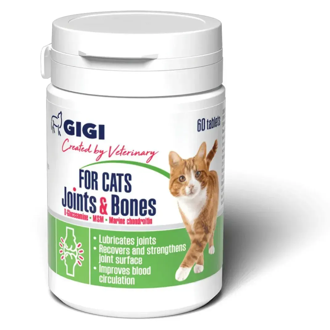 Вітамінно-мінеральний комплекс для профілактики та лікування захворювань суглобів у котів Gigi For Cats Strong Joints & Bones 60шт, фото 1