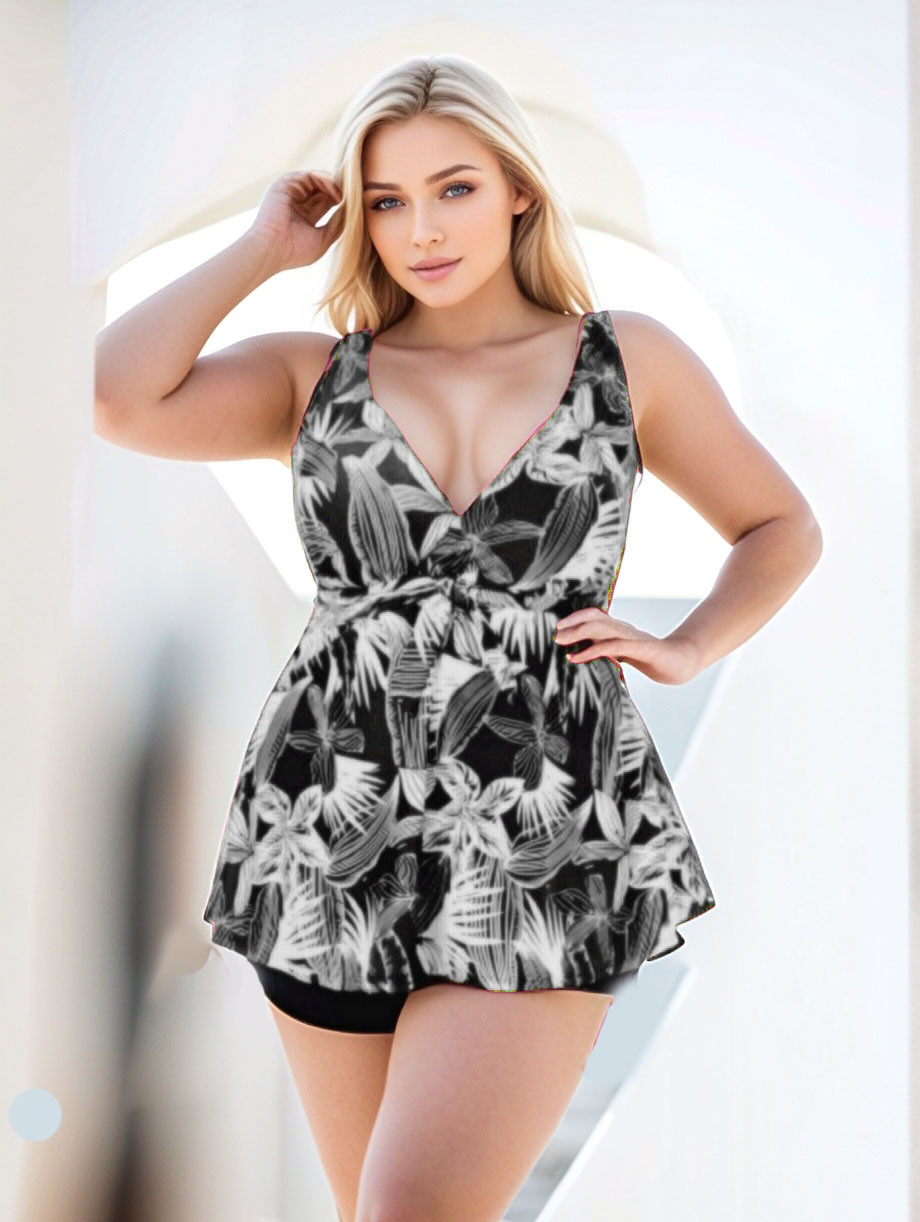 Танкини 2025 с шортами 72103 Миледи  Fuba черный с белым (В НАЛИЧИИ ТОЛЬКО 50 52 54 56 58 УКР р-ры)