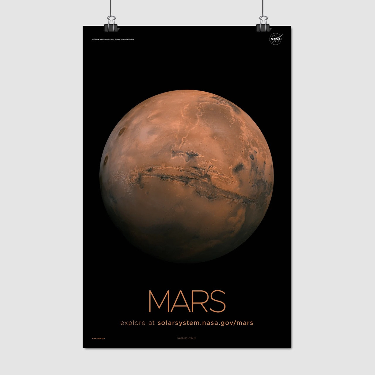 Плакат "Марс, Mars, NASA poster", 60×39см