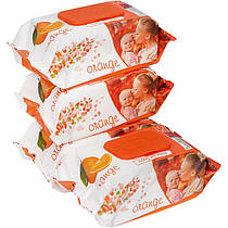 Вологі серветки ТМ SLEEPY Orange 120 штук з клапаном, 21 х 15 см