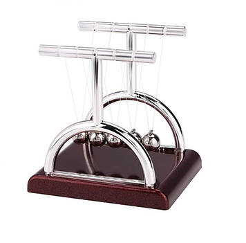 Маятник No Brand Кулі Ньютона антистрес інерційні 13х13х11,5 см Коричнево-сріблястий (DN29785)