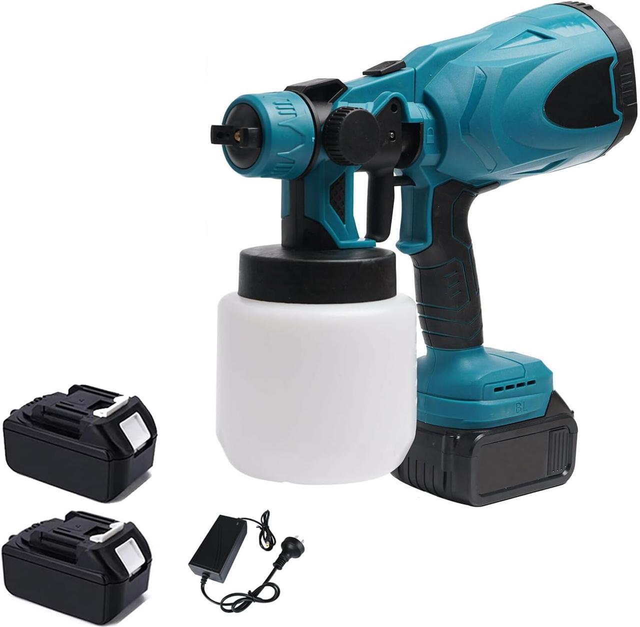 800 мл Акумуляторний електричний пістолет-розпилювач Airbrush Високопотужний розпилювач фарби з 2 батареями, фото 1