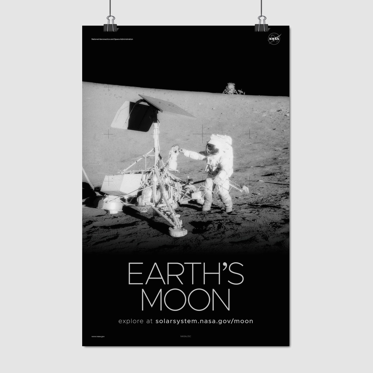 Плакат "Місяць, супутник Землі, Moon, NASA poster", 60×39см