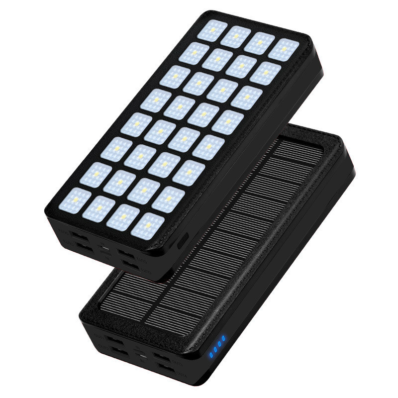 УМБ Power Bank Solar 30000 mAh + ліхтарик із сонячною панеллю PS-900 Вологозахищений Чорний (PS-90030), фото 1