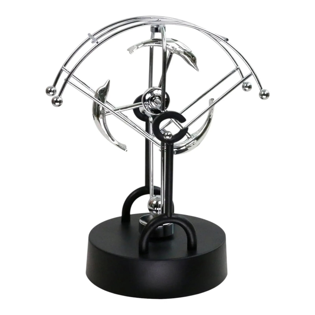 Маятник антистрес магнітний інерційний No Brand Дельфіни 20х15,5х11 см Сріблясто-чорний (DN26128N), фото 1