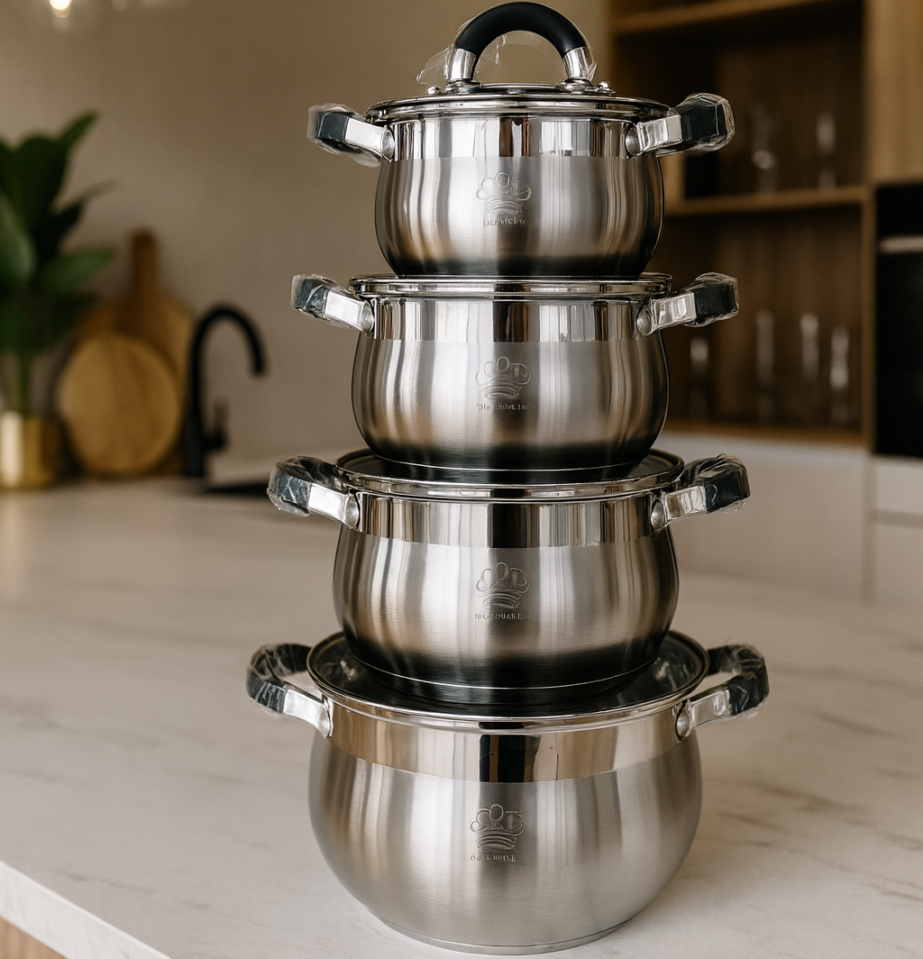 Набір каструль з нержавіючої сталі German Family GF-2045 (8 предметів) 4 каструлі, фото 1