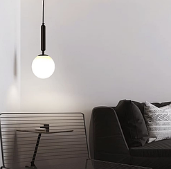 Підвісний світильник в чорному корпусі з білим плафоном Ø 14 см A91087/1 BK