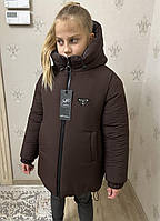 Дитяча зимова двохстороння куртка на дівчинку, р.134-152.
