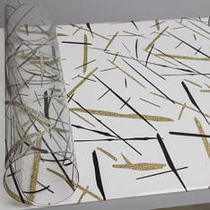 Прозоре м’яке скло з лазерним малюнком л, ширина  100 см 800 мк 5083 прямокутники срібло напівпроз