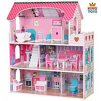 Дерев’яний ляльковий будиночок PrincessDream з меблями та терасою