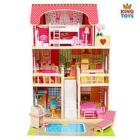 Дерев’яний ляльковий будиночок SummerVilla із меблями та басейном