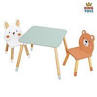 Дитячий набір меблів “Ведмедик і Кролик” — стіл зі стільцями