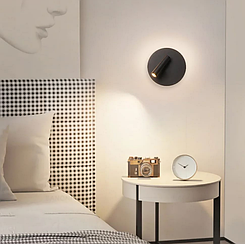 Чорне бра зі спотом у круглому корпусі Ø 15 см WJ034/150 BK