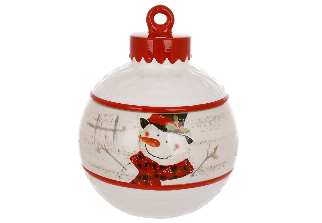 Банка керамічна новорічна Сніговик 1.1л, фото 1