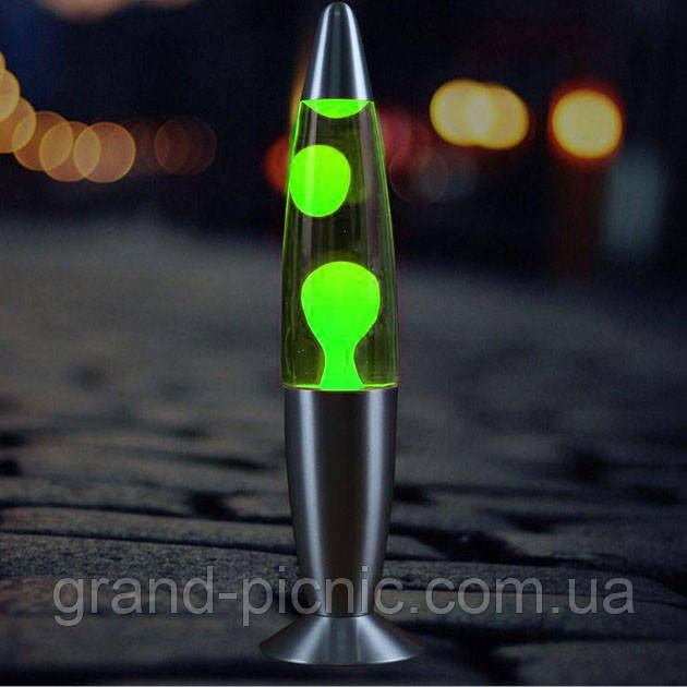 Нічник лава лампа з парафіном "Ракета" зеленого кольору, фото 1