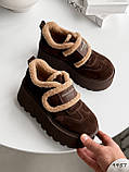 женские зимние кроссовки на высокой , женские зимние хайтопы,Жиные жимовые хайтопы, Коричневые зимние хайтопы, фото 2