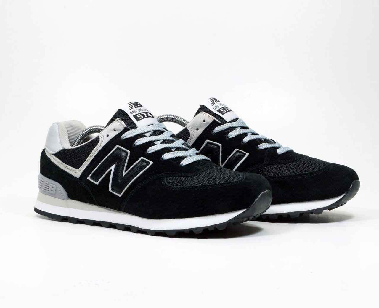 Кросівки New Balance 574 чорні з білим, фото 1
