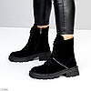 Стильні чорні черевики на кожен день натуральна замша на флісі, фото 2