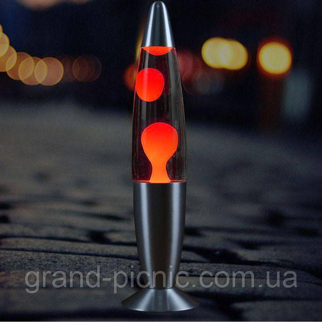 Нічник лава лампа з парафіном "Ракета" красного кольору, фото 1